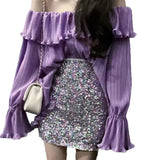 High-End New Suit Word-In-Word Temperamental Lotus Leaf Sweet Lute Skirt Fashion