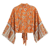 Print Collar Batwing Sleeve Bohemian
