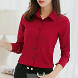 Women Chiffon Office Career Shirts Tops 2018 Fashion Casual Long Sleeve Blouses Femme