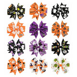 12 Colors Pumpkin Halloween Kids Grosgrain Ribbon Bows Barrettes Girl Hairclip Boutique Hairpins Kids Hair Accessories