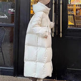 Korean Version Of High Quality Thick White Duck Down Big Quilt 2024 New Winter Down Jacket Female Long Over The Knee Coat Tide-Outfit