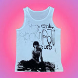 Printed White Tank Top Y2K Aesthetic Sleeveless Sweats Tee E-girl Slim Fit Crop Top Mini Vest Punk Gothic