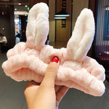 Face Hair Holder Hairbands Soft Warm Coral Fleece Bow Animal Ears Headband For Women Girls Turban Fashion Hair