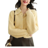 And Winter New Year Red Polo Knitted Cashmere Knitted Cardigan Women Soft Glutinous Loose Outer Sweater Winter Thick