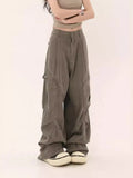 Zingj Design Cargo Pants Men And Women Loose Pockets Casual Pleated Straight Leg Wide Legs Mop The Floor
