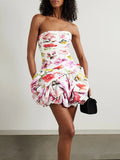 Fashion Temperament Dress Women 2025 Summer New Sexy Style Chest Print Design High Waist Short