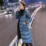 Women Double Sided Down Long Jacket Winter Double Breasted Warm Parkas White Duck Down