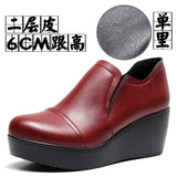A Foot Pedaled Women's Shoes Thick Sole Waterproof Slope Heel Single Shoes With Deep Mouth Loose Cake Shoes Ladies Round Head Casual