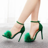 Feather High-Heeled Sandals 45 Yards 46 Yards Pink Light Mouth With Fish Mouth High Heel Sandals
