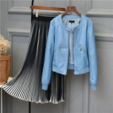 Spring Autumn Faux Leather Jacket Women O-neck Zipper Casual Jackets Female Short Biker Coat Plus Size S-4XL