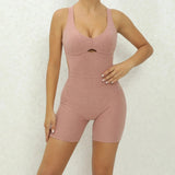 Scrunch Hollow Sport Short Jumpsuit Unitard Gym Women Romper Sexy Backless Monkeys Yoga Playsuit Female Fitness