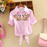 Top Summer Women Casual Tops Short Sleeve Embroidery White Top Blouses Shirts Sexy Kimono Loose Beach Shirt Blusas