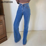 Casual Loose Straight Women Jeans Pants High Waist Pockets Female Floor-length Wide Leg Denim Trousers 2021