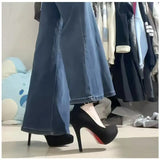 High-Heeled Shoes Design Niche Professional Single Shoes Waterproof Platform British Style Retro 2025 Ultra-Commuting