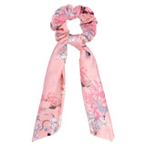 Bow Long Ribbon Hair Scrunchie Chiffon Floral Print Sweet Elastic Hair Band Ponytail Hair Scarf Hair Tie Hair