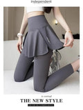Pocket Fake Two Yoga Pants Large-Size High-Rise Sunscreen Skirts Thin Sports Wear Outside The
