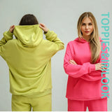 2021 Women Hoodies and Sweatpants White Tracksuits Female Two Piece Solid Color Pullovers Jacket Lounge Wear
