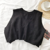 Vest Women Hot Sale Fashion Simple Solid Spring Fall Ladies Cropped Sweaters All-match Korean College Female