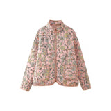 Women's Clothing 2025 Autumn 11 Thin Cotton Clothes Printed Collar Double Pocket Cotton Jacket Loose