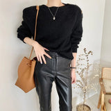 Leather High Waisted Harem Pants Women Fashion Female PU Ankle