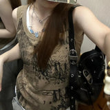 Gothic Tank Top Women Harajuku Punk Streetwear Casual Loose Summer Tanks 2024 Y2k Aesthetic Letter Printing Grunge