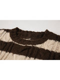 And White Striped Gothic Sweaters Women Ripped Holes Loose Knitted Pullover Frayed Fairy Grunge Jumpers Streetwear