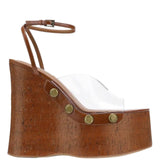 Heeled Sandals Women 2025 New Wear Thick-Soled Wood-Grass Waterproof Table Sandals Metal Stud