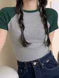 Short Sleeve Raglan Crop Top-Outfit
