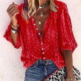 Casual Long Sleeve Polka Dot Loose Tops and Blouses Elegant V Neck Long Sleeve Shirts Vintage Tops Chiffon