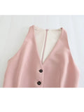Pink Long Dress Women Waistcoat Midi Dress Woman Sleeveless Elegant Dresses For Women 2023 Office Formal Party