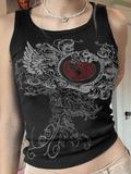 Heart Rhinestone Rib Crop Tank Top- Outfit