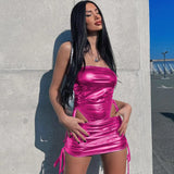 Zingj 2023 Women's New Fashion Metal Color Rope String Hip Skirt Women's