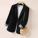 Zingj Autumn New Long Sleeve Large Size Black Small Suit Foreign Style Slim Suit Small Coat Female Tooling-Outfit