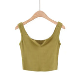 Zingj New Summer Small V-Collar Breathable Comfortable Sports Vest Women's Solid Color Slim Short Sleeveless