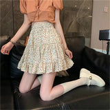 Floral Print Boho Sexy Mini Skirt Women Bandage Fashion High Waist Frills Short Skirt Korean Fashin Ruffle Pleated