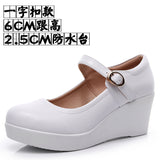 8CM High Heel Heel Leather Shoes 3CM Thick Waterproof Table Comfortable Loose Cake Shoes Round Head Light Magic Stick Single Shoes