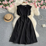 Zingj Fly Sleeve Dress Women's Summer New Design Sense V Collar Waist Show Thin Temperament Big Place French Fairy