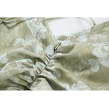 Green Straps Dress Vintage Broken Flowers Folds Sleeveless Casual Fashion High Waist Sexy Long Skirt Ladies