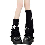 Zingj Y2k Subculture Jk Socks Female Black Long Leg Socks Knit Socks Set Star Leg Set Hot Girl Heap Pile Tide-Outfit