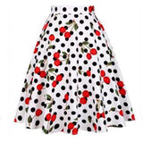 Women Retro Pleated Skirts 50s Kawai Vintage Rockabilly Swing Flamingo Printed High Waist Casual Tutu Summer Skater
