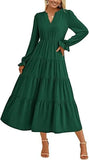 Autumn Long Dress Long Sleeve V-Neck Layered Lotle Leaves By The A-Line Cocktail