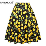 Women's Runway Cotton Retro Vintage Skirt Black Faldas High Waist A Line Rockabilly Jupe 50s Swing Umbrella Skirts Pin Up