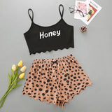 Printed Girls' Short-Sleeved Shorts Sexy Pajamas Girls' Cartoon Leisure PJ Leisure Home