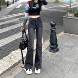 Zingj Black Jeans Female Autumn And Winter Hot Girl High Waist Show Thin Versatile Pants Retro Micro Horn