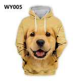 Autumn Mens Hoodies with Cap 3D Digital Dog Pet Print Long Full Sleeves Casual Hip Hop Counple Women Clothes Front