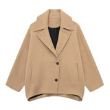 Autumn New Women's Wear Collar Single Buckle Buckle Bat Long-Sleeved Pocket Coat