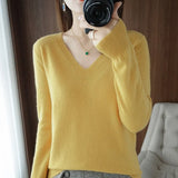 Sweaters Women Casual V-neck Solid Jumpers Pullovers Spring Autumn Womens Sweater Cashmere Knitwear Bottoming