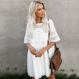 Bikini Cover-ups Long White Tunic Casual Summer Beach Dress Elegant Women Plus Size Beach Wear Swim Suit Cover Up 211-0-Outfit