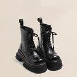 Zingj Bottom Martin Boots Female 2024 Autumn Fashion Wipe Color Washing Car Handsome Lace-Up Short Boots Tide Spring And Autumn Single