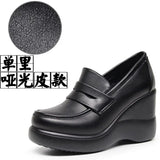 And Soft-Soled Thick-Soled Lod Shoes Women's Slope With English Wind One-Legged Leather Shoes Mother Small Leather Shoes Deep Mouth Single